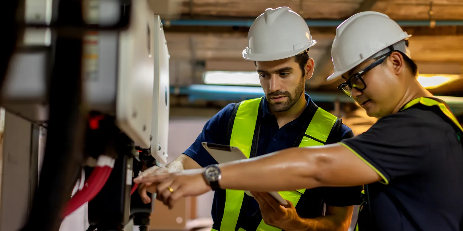 Electrician working on an electrical system
